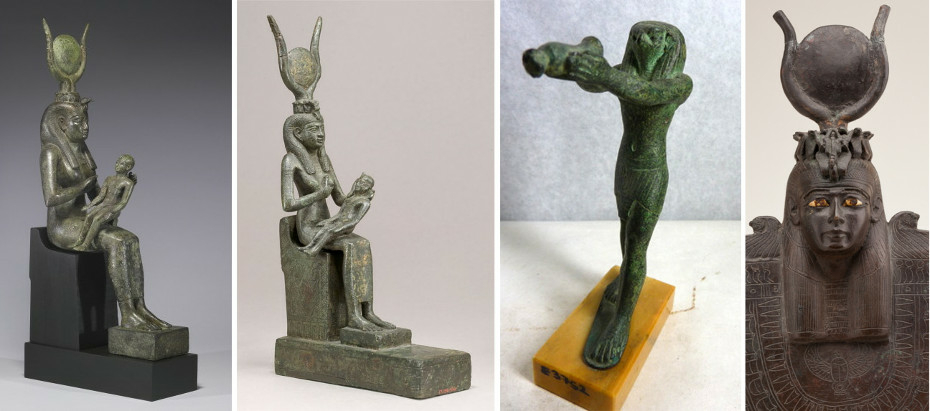 Isis Nursing Horus the Child Snake Crown Ancient Egyptian Religion God